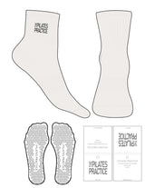 The 1/2 Crew Sock - Cloud Dancer - Pilates Practice - Top Logo Stacked - Embroidered - Stretch Limo - Triangle Grip - Stretch Limo