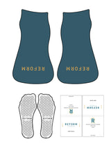 The Ankle Sock - Blue Smoke - Reform Fitness - Toe Logo - Bright Gold - Hexagon Grip - Transparent