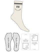 The Crew Sock - Off White - Slo x Form  - 2 Stripes Printed - Top Logo EMB - Charcoal - Heart Grip - Charcoal