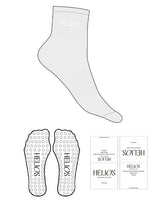 The 1/2 Crew Sock - Heather - Helios - Top Logo - Embroidered - White - Circle Grip - Transparent