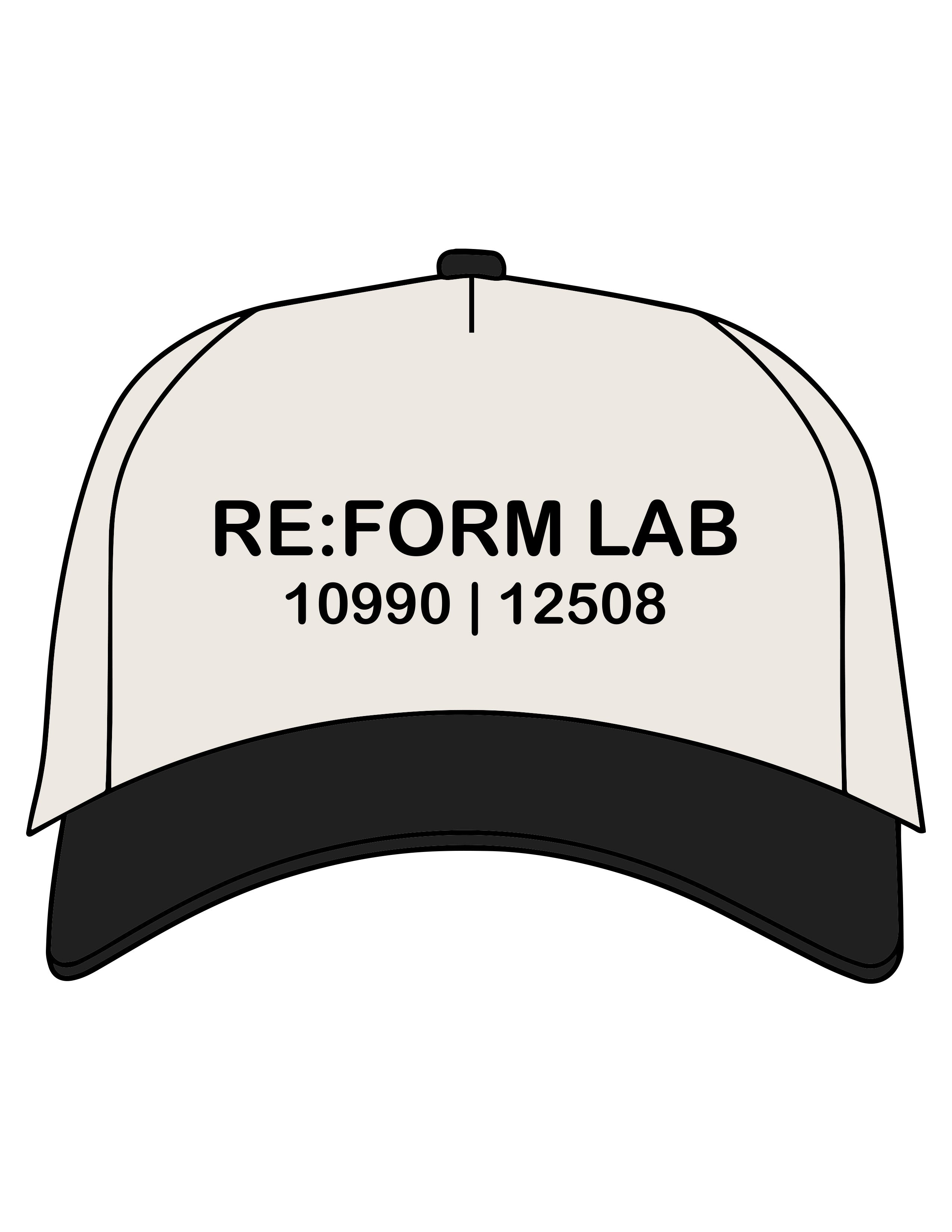 The Canvas Cap - Natural / Black - THE RE:FORM LAB - Center Crown Stacked - EMB - Puff - Black