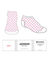 The Ankle Sock - White - Jazzercise - Checker - Pink - Toe - L69 - No Grip