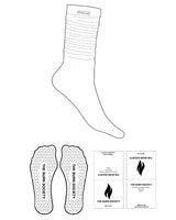 The Slouch Sock - White - The Burn Society - Sew on Label - Heart Shape Grip -  Gray