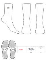The Crew Sock - White - The Stu - Top Logo - EMB - Gray - Triangle Grip - Transparent