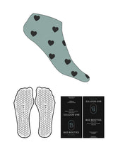 The Ankle Sock - Blue Surf - Booties - Hearts - Charcoal - Hexagon Grip - Charcoal