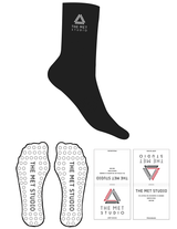 The Crew Sock - Black - The Met Studio - Top Logo Stacked - EMB - White - Circle Grip - White