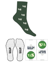 The 3/4 Crew Sock - Forest - NSpiers - Full Sock Logo - Marshmallow - Circle Grip - Transparent