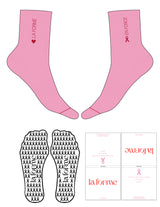 The 3/4 Crew Sock - Prism Pink - La Forme Pilates - Toe Stripe - Top Logo Vertical - Embroidered - Lipstick Red - Ribbon Grip - Lipstick Red