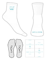 The 1/2 Crew Sock - White - Tight Dallas - Top Logo Embroidered - Toe Logo Printed - Aqua - Heart Grip - Aqua