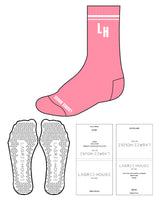 The Crew Sock - Water Melon - Lagree House - Top 2 Lines - Center "LH" - Bottom Text - Embroidered - White - Triangle Shape Grip - White