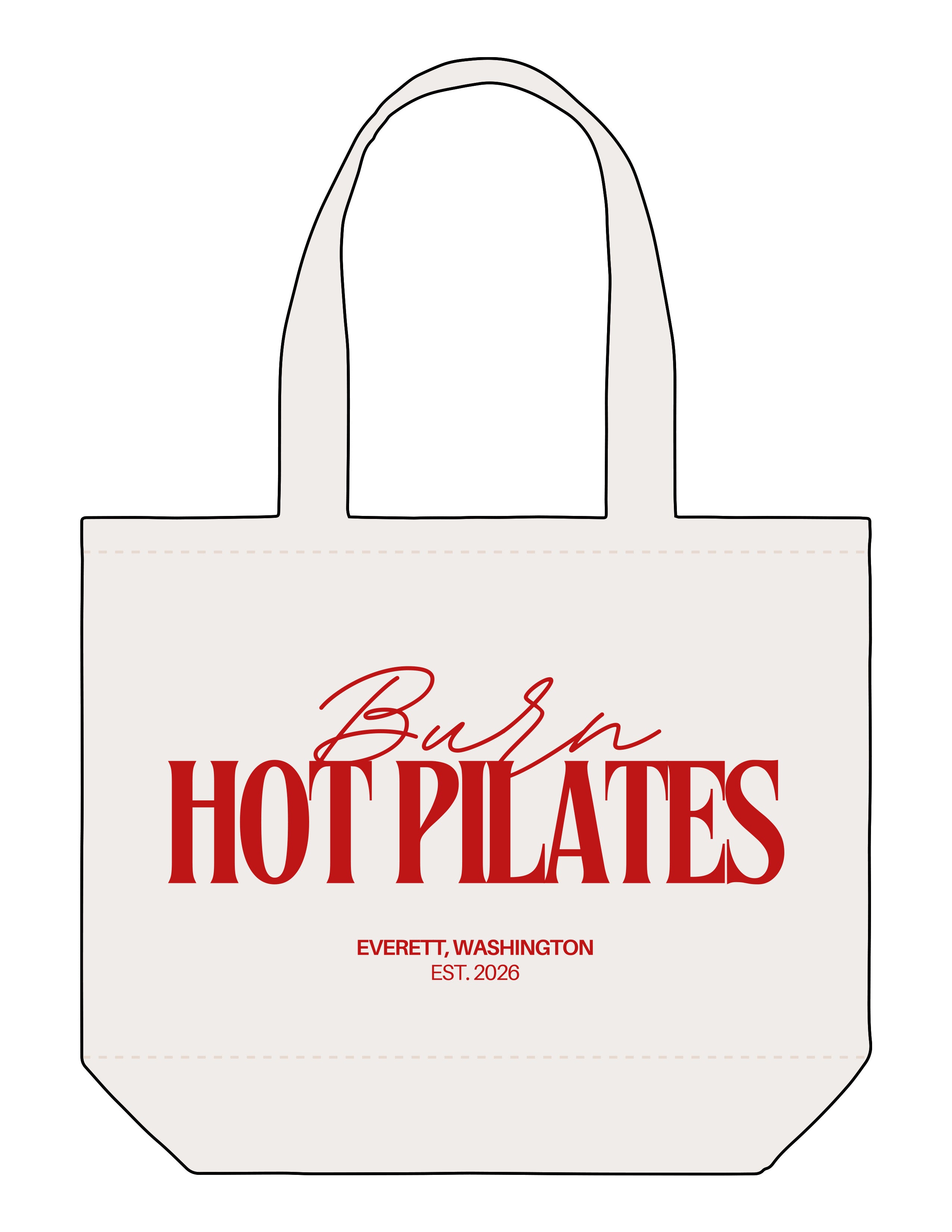 The Tote Bag - Natural - Burn Next Level - Center Body Stacked - Printed - Deep Red