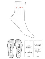 The 3/4 Crew Sock - White - ETHEA - Top Logo - Embroidered - Red - Circle Grip - Red
