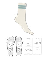 THE CREW SOCK   - Off White - Form Charleston - Two Strips Top Logo - Blue - Heart Shape With Icon  - Blue