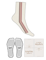 The 3/4 Crew Sock - Off White - GripTide - Line Stripes - Full Color - Hexagon Grip - Mauve