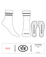 The 3/4 Crew Sock - White - The Full Routine - Dual Strip - Top & Toe - Black - Circle Shape Grip - White