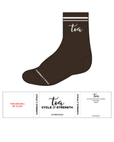 The 3/4 Crew Sock - Chocolate - Toa - 2 Lines Above Text Center & Bottom - White
