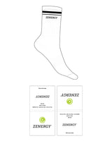 The Crew Sock - White - ZENERGY CYCLING - 2 Lines - Text - Black