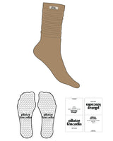 The Slouch Sock - Tan - Pilates Leucadia - Sew on Label - Off White - Heart Grip - Transparent
