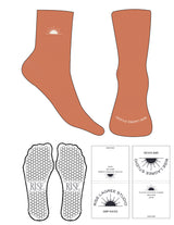 The 3/4 Crew Sock - Brick - Rise Lagree - Top Embroidered Marshmallow - Toe Logo Marshmallow Gold - Hexagon Grip - Transparent