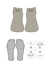 The Ankle Sock - Sage - Pure Movement LARK - Top Back Logo - Black - Icon Shape Grip - Transparent