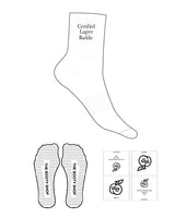 The 3/4 Crew Sock - White - The Booty Shop - Top Logo Stacked - Embroidered - Black - Heart Shape Grip - Black