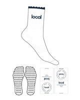 The 3/4 Crew Sock - White - Local Lagree - Top Icon - Midnight - Embroidered - Tree Shape Grip - Transparent