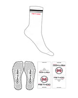 The Crew Sock - White - TML - 2 Bars - Text - Full Color - Triangle Shape Grip - Black