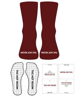 The 3/4 Crew Sock - Maroon - The Hot Room - Toe Logo - Off White - Circle Shape Grip - Transparent