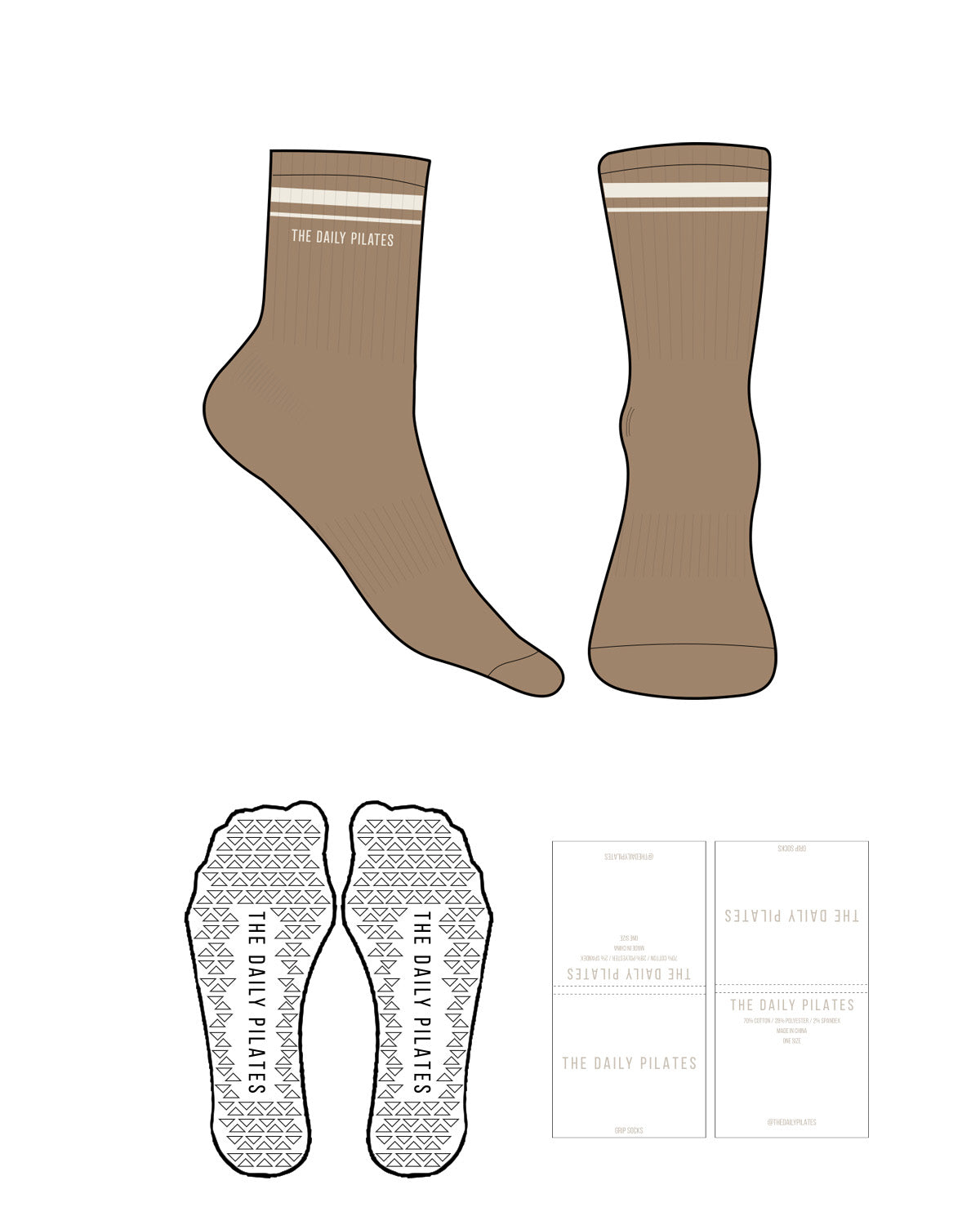 The Daily Pilates 3/4 Crew Sock - Tan