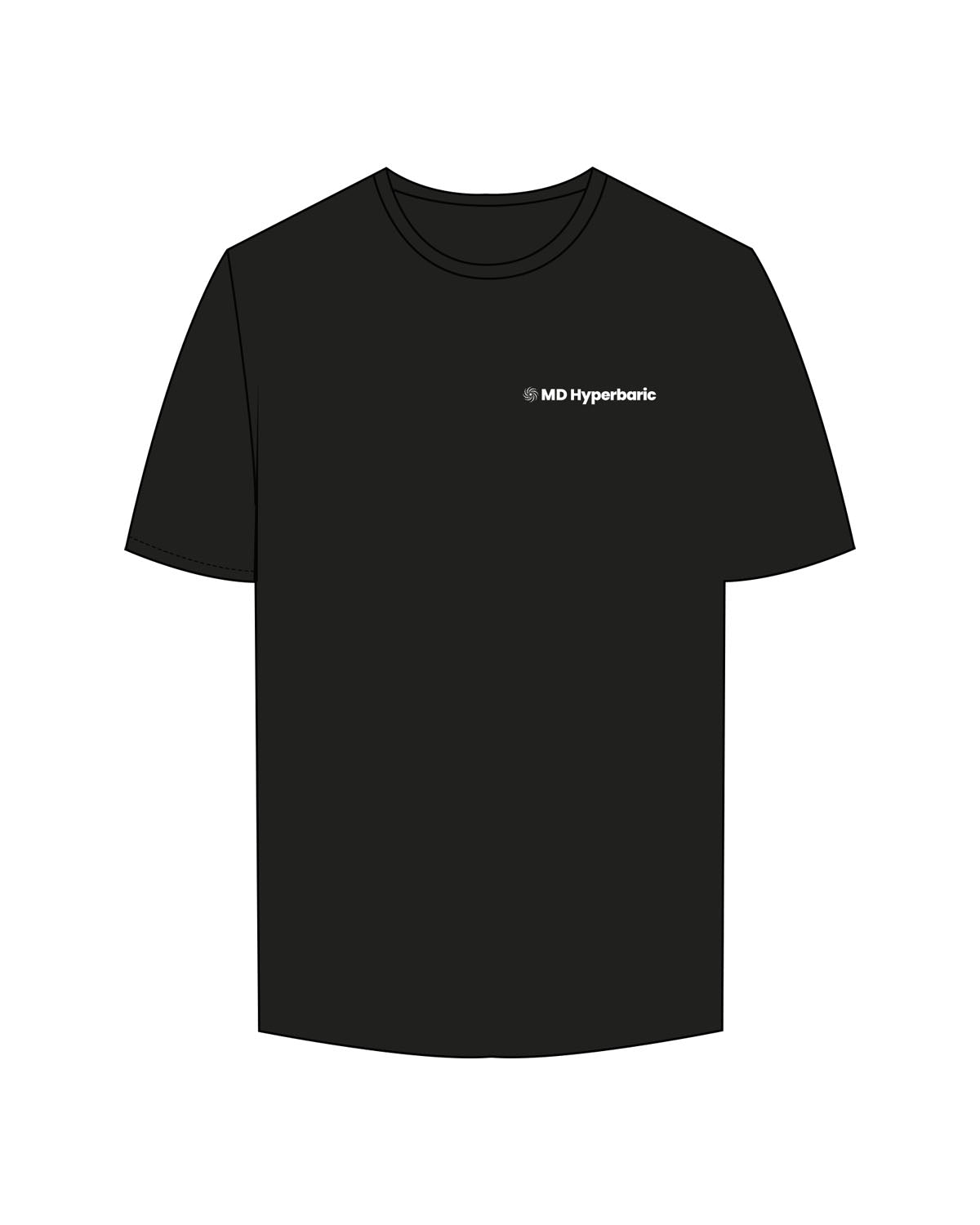 The Mens Tee - Black - MD Hyperbaric - Left Chest & Back Image - Printed-  Full Color