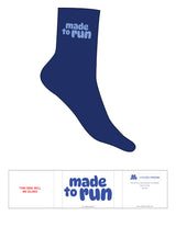 The 3/4 Crew Sock - Cobalt  - Made2Move - Top Logo Stacked - Printed - Vista Blue