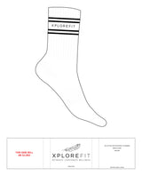 The Crew Sock - White - XPLOREFIT - 4 Stripes - Top Logo - Black