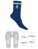 The Crew Sock - Tardis - Powerhouse Fitness - White Stripes - Top Logo Stacked - Embroidered - White - Power Grip - White