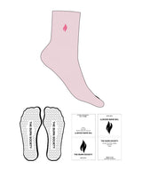 The 3/4 Crew Sock - Primose Pink - The Burn Society - Top Icon - Embroidered - Hot Pink - Heart Shape Grip - Hot Pink