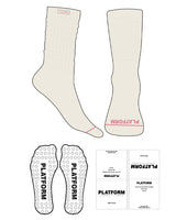 The Slouch Sock - Off White - Platform - Sew on Label - Stripe/Toe Logos - Printed - Pink - Heart Shape Grip - Translucent