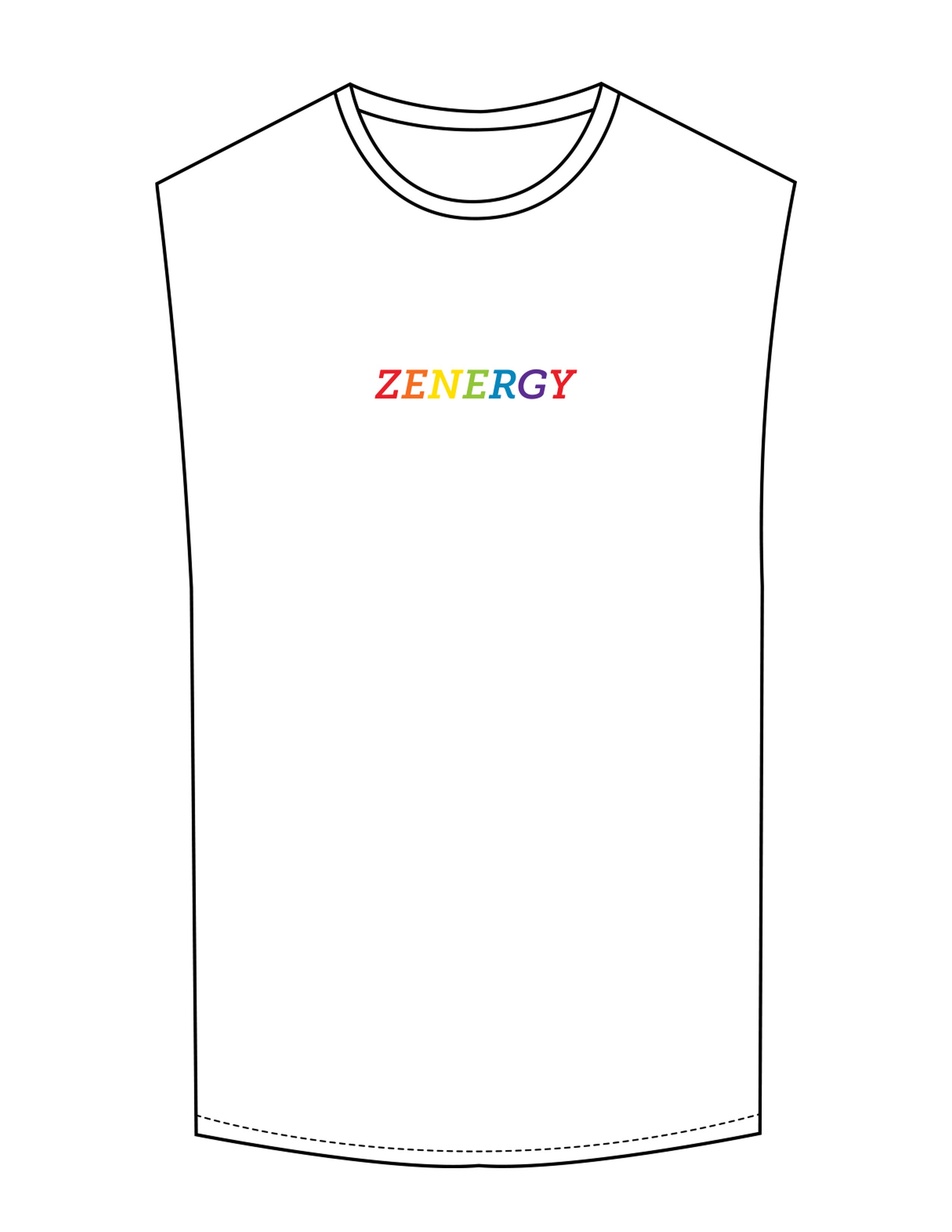 The Muscle Tank - White - ZENERGY CYCLING - Center Chest - Printed - Full Color