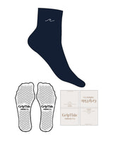 The 1/2 Crew Sock - Abyss Blue - GripTide - Wave - EMB - White - Hexagon Grip - White