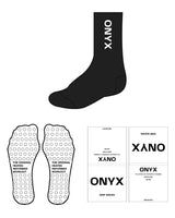 The Crew Sock - Black - Onyx Fit - Top Vertical - White - Circle Shape - Stacked Text - Grip - White