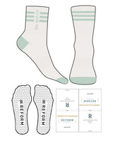 The 3/4 Crew Sock - Cloud Dancer - Reform Fitness - 3 Stripes - Reform 250 - Toe - Heel - Light Seafoam - Heart Grip - Light Seafoam