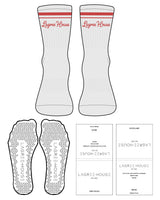 The 3/4 Crew Sock - White Heather - Lagree House - 2 Strips - Top Logo - Muted Red - Triangle Shape Grip - Transparent