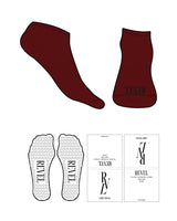 The Ankle Sock - Dark Red D217 - Revel Method - Back Ankle - Black - Heart Shape Grip - White