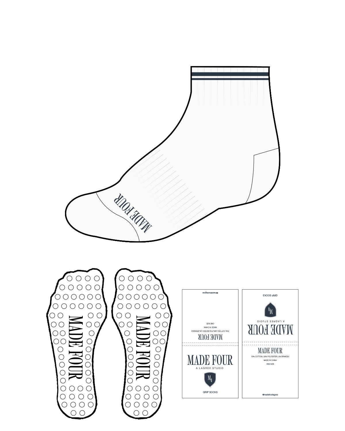 The 1/2 Crew Sock - Light grayish green - M4Lagree - Bottom & Circle Grip - Very Dark Desaturated Blue