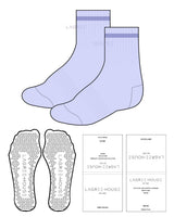 The 3/4 Crew Sock - Light Lavender - Lagree House - Top 1 Line - Center Text - Dark Purple - Triangle Shape Grip - Transparent