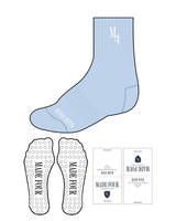 The 3/4 Crew Sock - Light Grayish Blue - M4Lagree - Top "M4" & Bottom - Circle Grip -  White