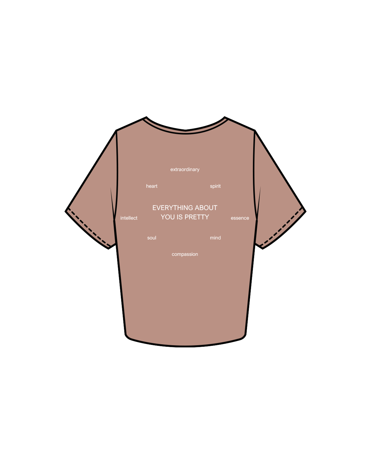 The Crop Tee - Clay - Luna Skin - Left Chest / Back - White