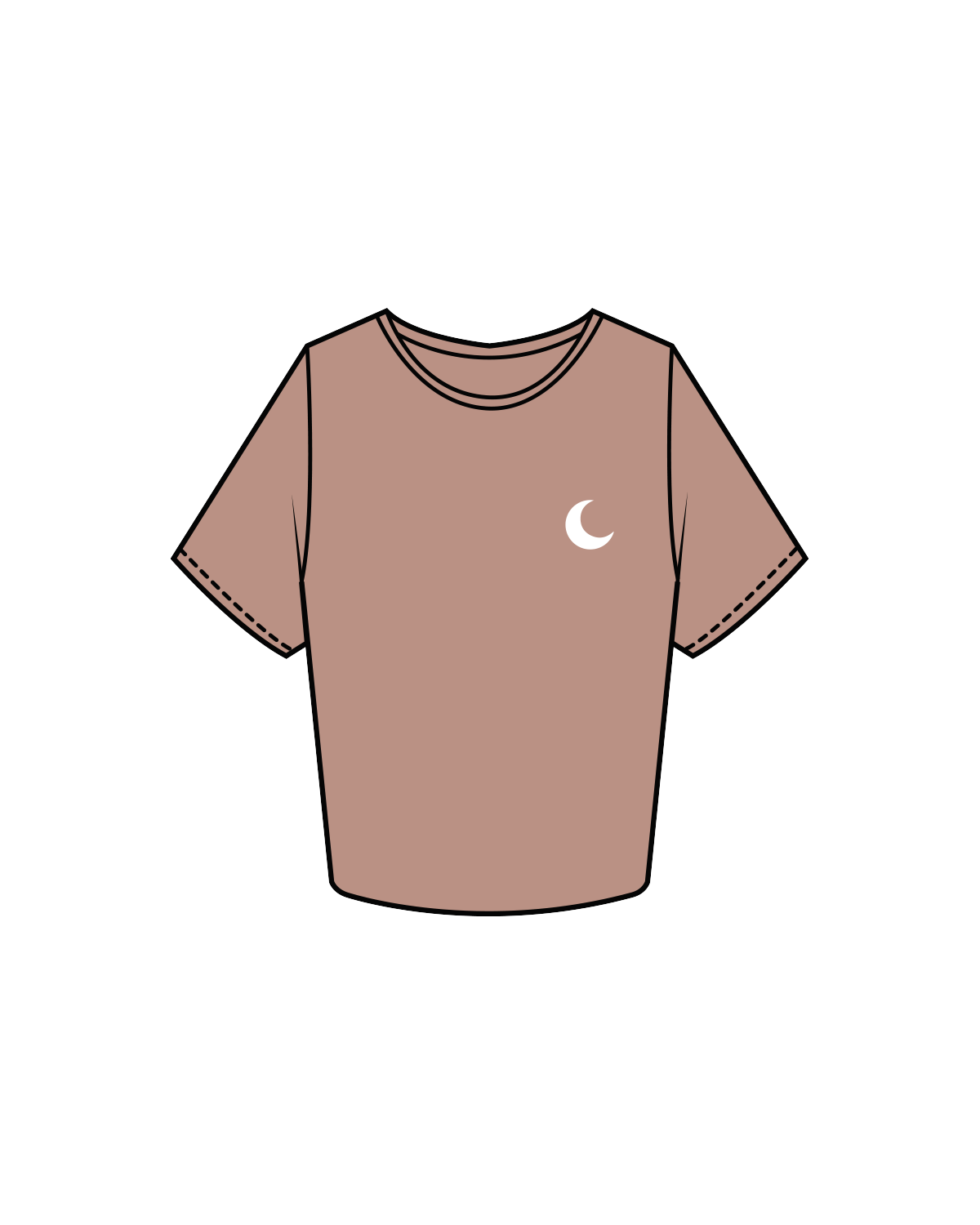 The Crop Tee - Clay - Luna Skin - Left Chest / Back - White