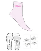 The 1/2 Crew Sock - Light Pink - Helios - Top Logo - Embroidered - Hot Pink - Circle Grip - Transparent