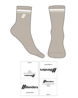 The 3/4 Crew Sock - Tan - Blenders - 2 Strip - Top and Front Logo - Embroidered - Printed - White