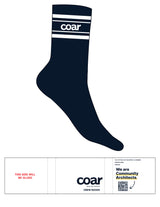 The Crew Sock - Mens Sizing - Navy - Coar - 4 Stripes - Top Logo - White