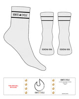 The 3/4 Crew Sock - Heather - Ignite Cycle - 2 Lines - Text & Ignite - Bottom Text - Black